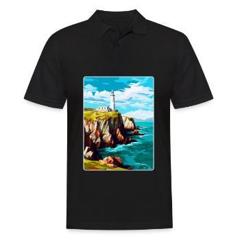 South Stack Cliffs Anglesey Affiche de voyage vintage - Polo Homme - noir - Devant - Kai (181cm)