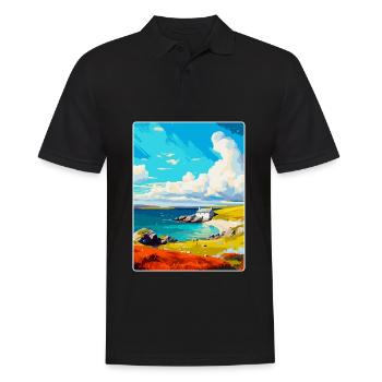 Shetland Écosse Royaume-Uni Affiche de voyage vintage WPA Art - Polo Homme - noir - Devant - Kai (181cm)