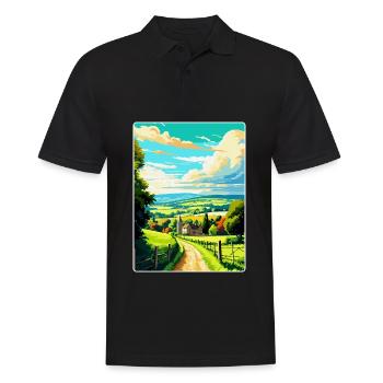 Cotswolds Angleterre Royaume-Uni Affiche de voyage vintage WPA Art - Polo Homme - noir - Devant - Kai (181cm)