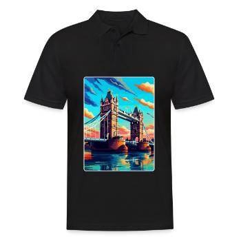 Tower Bridge England Uk Vintage Reiseposter WPA - Männer Poloshirt - Schwarz - Vorne - Kai (181cm)