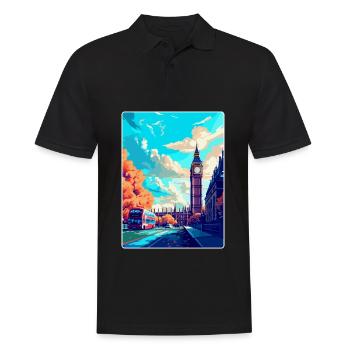 London England Uk Vintage Travel Poster Souvenir - Men's Polo Shirt - black - Front - Kai (181cm)