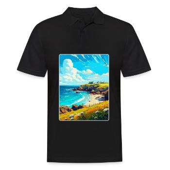 Cornwall England Uk Vintage Travel Poster Souvenir - Men's Polo Shirt - black - Front - Kai (181cm)