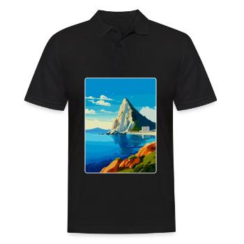 Rock Of Gibraltar Vintage Travel Poster Souvenir - Men's Polo Shirt - black - Front - Kai (181cm)