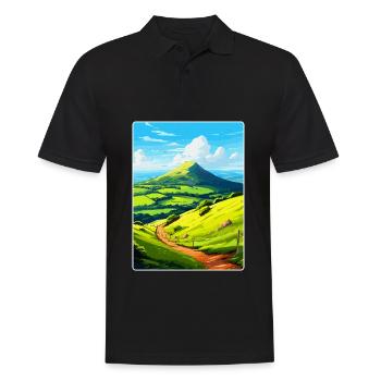 Duncryne Hill Stirling Vintage Reiseposter WPA - Männer Poloshirt - Schwarz - Vorne - Kai (181cm)