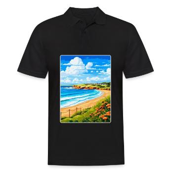 Carbis Bay Cornwall England Uk Travel Poster WPA - Men's Polo Shirt - black - Front - Kai (181cm)