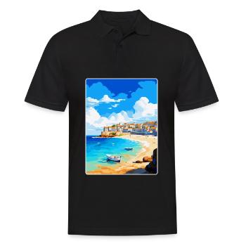 St Ives Cornwall England Uk Vintage Travel Poster - Men's Polo Shirt - black - Front - Kai (181cm)