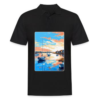 Poole Harbour England Uk Vintage Reiseposter WPA - Männer Poloshirt - Schwarz - Vorne - Kai (181cm)