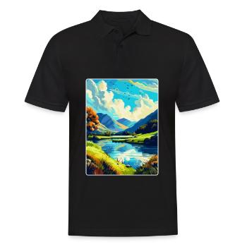 Lake District England Uk Vintage Travel Poster WPA - Men's Polo Shirt - black - Front - Kai (181cm)