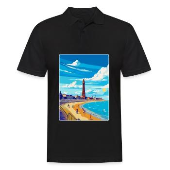 Blackpool Uk Vintage Reiseposter WPA Souvenir - Männer Poloshirt - Schwarz - Vorne - Kai (181cm)