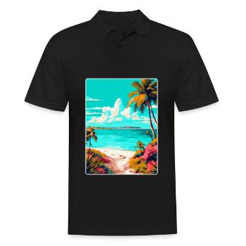 Turks Caicos Islands Caribbean Travel Poster WPA - Men's Polo Shirt - black - Front - Kai (181cm)