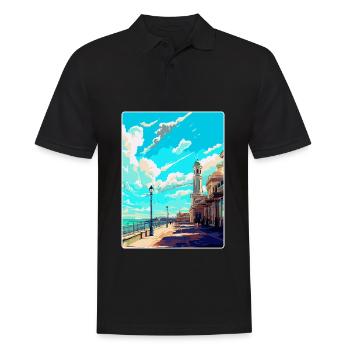 Brighton England Uk Vintage Reise Poster Souvenir - Männer Poloshirt - Schwarz - Vorne - Kai (181cm)