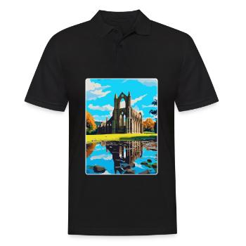 Bolton Abbey England Uk Travel Poster Souvenir WPA - Men's Polo Shirt - black - Front - Kai (181cm)