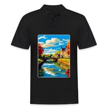 Bourton On The Water England Uk Travel Poster WPA - Men's Polo Shirt - black - Front - Kai (181cm)