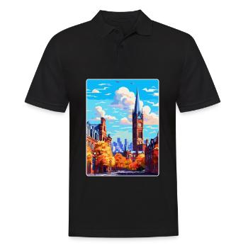 Manchester Angleterre Royaume-Uni Affiche de voyage Souvenir WPA - Polo Homme - noir - Devant - Kai (181cm)