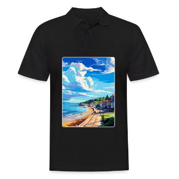 Lyme Regis England Uk Travel Poster Souvenir WPA - Men's Polo Shirt - black - Front - Kai (181cm)