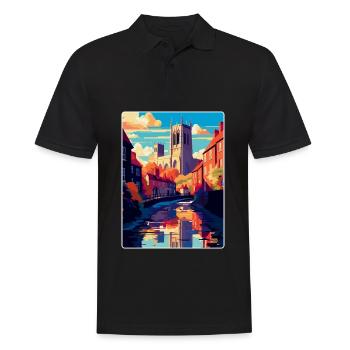 Durham Angleterre Royaume-Uni Affiche de voyage vintage souvenir - Polo Homme - noir - Devant - Kai (181cm)