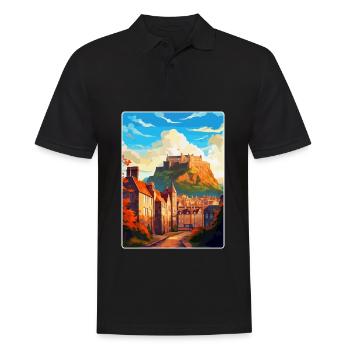Edinburgh Schottland Großbritannien Reiseposter Souvenir WPA - Männer Poloshirt - Schwarz - Vorne - Kai (181cm)