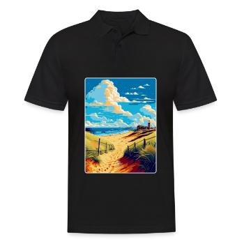 Suffolk Coast Vintage Travel Poster Souvenir WPA - Men's Polo Shirt - black - Front - Kai (181cm)