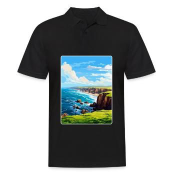 Lands End Cornwall England Uk Travel Poster WPA - Men's Polo Shirt - black - Front - Kai (181cm)