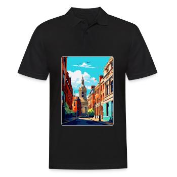 Leeds England Uk Vintage Travel Poster Souvenir - Men's Polo Shirt - black - Front - Kai (181cm)