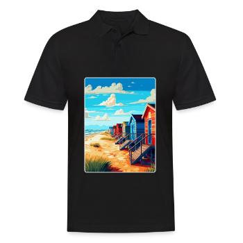 Wells à côté de la mer Angleterre Royaume-Uni Affiche de voyage WPA - Polo Homme - noir - Devant - Kai (181cm)