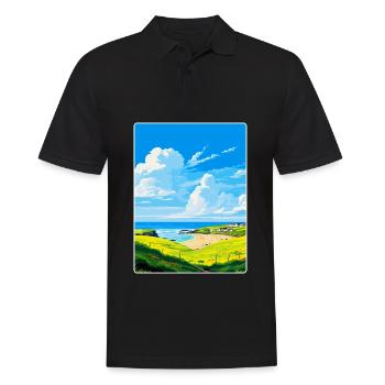 Crantock Cornwall England Uk Travel Poster WPA - Men's Polo Shirt - black - Front - Kai (181cm)