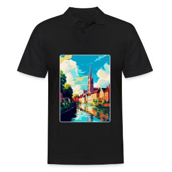 Norwich England Uk Vintage Travel Poster Souvenir - Men's Polo Shirt - black - Front - Kai (181cm)