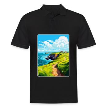 St Davids Head Pays de Galles Royaume-Uni Affiche de voyage Souvenir WPA - Polo Homme - noir - Devant - Kai (181cm)