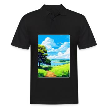 Mount Edgcumbe Country Park Reiseposter Souvenir - Männer Poloshirt - Schwarz - Vorne - Kai (181cm)