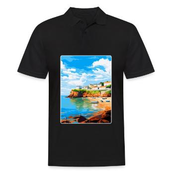 Portscatho Cornwall England Uk Travel Poster WPA - Men's Polo Shirt - black - Front - Kai (181cm)