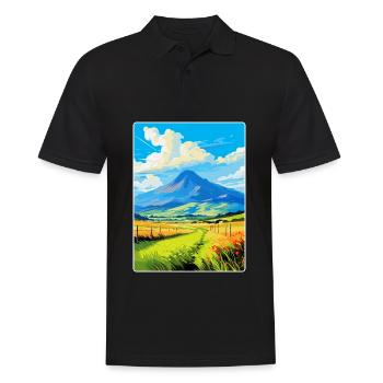 Mourne Mountains Vintage Travel Poster Souvenir - Men's Polo Shirt - black - Front - Kai (181cm)