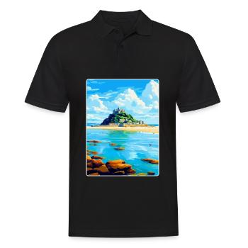 Marazion Cornwall England Uk Travel Poster WPA - Men's Polo Shirt - black - Front - Kai (181cm)