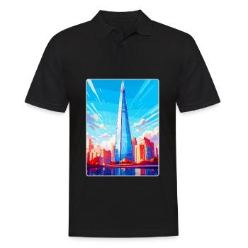 The Shard England Uk Travel Poster Souvenir WPA - Men's Polo Shirt - black - Front - Kai (181cm)