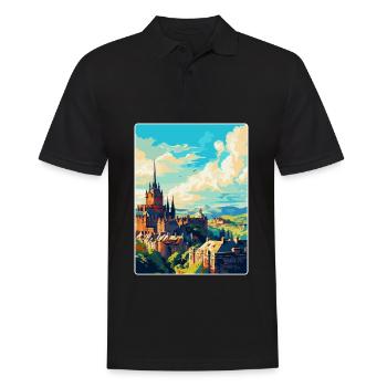Edinburgh Schottland Großbritannien Reiseposter Souvenir WPA - Männer Poloshirt - Schwarz - Vorne - Kai (181cm)