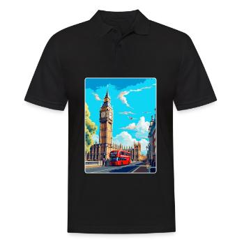 Big Ben London England Uk Travel Poster Souvenir - Men's Polo Shirt - black - Front - Kai (181cm)