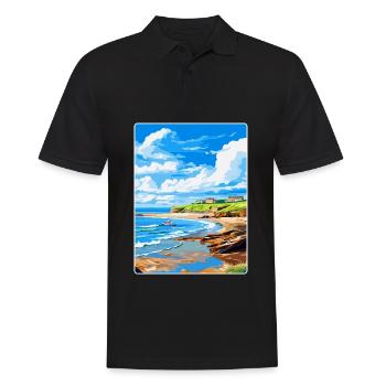 Bude Cornwall England Uk Travel Poster Souvenir - Men's Polo Shirt - black - Front - Kai (181cm)