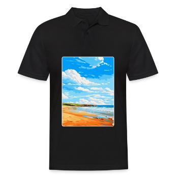 Constantine Bay Cornwall England Uk Travel Poster - Men's Polo Shirt - black - Front - Kai (181cm)