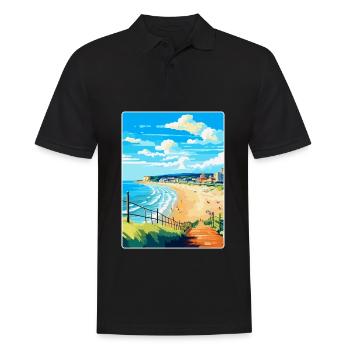 Bournemouth Dorset Vintage Travel Poster Souvenir - Men's Polo Shirt - black - Front - Kai (181cm)
