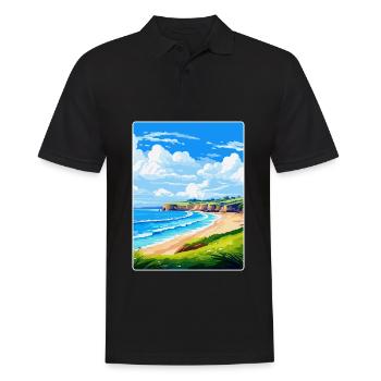 Maenporth Cornwall England Uk Travel Poster WPA - Men's Polo Shirt - black - Front - Kai (181cm)