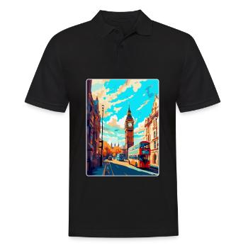 London England Uk Vintage Travel Poster Souvenir - Men's Polo Shirt - black - Front - Kai (181cm)