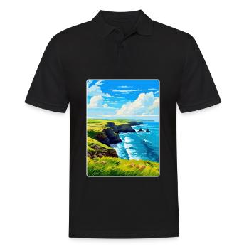 Lizard Peninsula Cornwall England Uk Travel Poster - Men's Polo Shirt - black - Front - Kai (181cm)