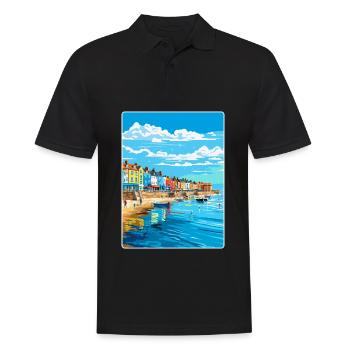 Weymouth England Uk Vintage Reiseposter Souvenir - Männer Poloshirt - Schwarz - Vorne - Kai (181cm)