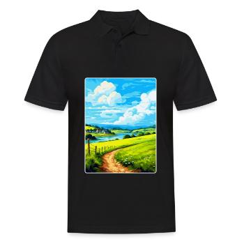 Lerryn Cornwall England Uk Travel Poster Souvenir - Men's Polo Shirt - black - Front - Kai (181cm)