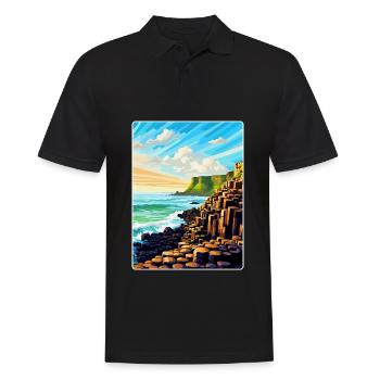 Giant Causeway Irland Uk Reiseposter Souvenir - Männer Poloshirt - Schwarz - Vorne - Kai (181cm)