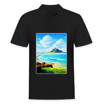 Marazion Cornwall England Uk Travel Poster WPA - Men's Polo Shirt - black - Front - Kai (181cm)