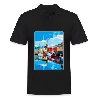 Padstow Cornwall England Uk Travel Poster Souvenir - Men's Polo Shirt - black - Front - Kai (181cm)