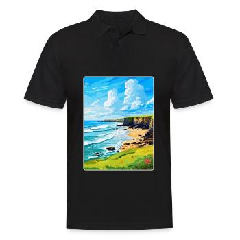 Bude Cornwall England Uk Travel Poster Souvenir - Men's Polo Shirt - black - Front - Kai (181cm)