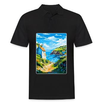 Cadgwith Cornwall England Uk Travel Poster WPA - Men's Polo Shirt - black - Front - Kai (181cm)