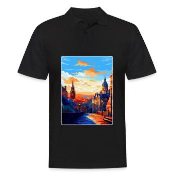 Edinburgh Schottland Großbritannien Reiseposter Souvenir WPA - Männer Poloshirt - Schwarz - Vorne - Kai (181cm)