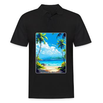Île Caraïbes Voyage Poster Souvenir - Polo Homme - noir - Devant - Kai (181cm)